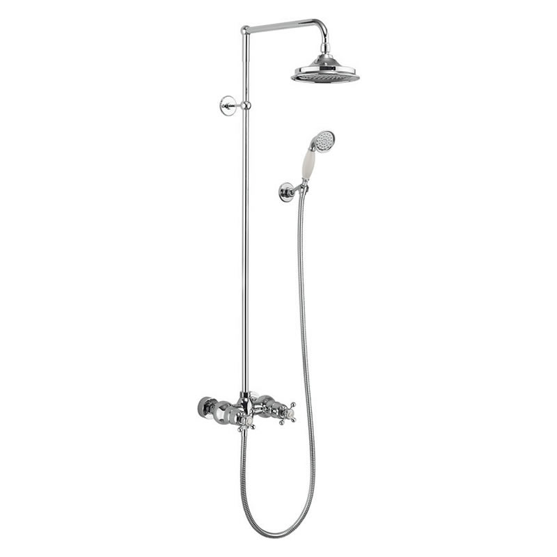 Eden Medici Thermostatic Exposed Shower Bar Valve Two Outlet, Rigid Riser, Swivel Shower Arm, Handset & Holder with Hose with 6 inch rose 